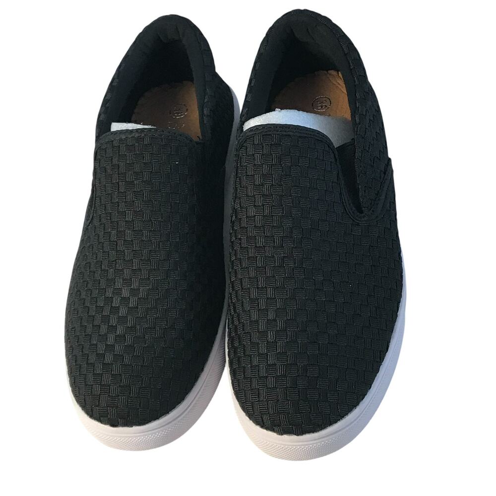 BM Bernie MEV Verona Women Black Slip-On Sneaker Woven Stretchy Textile Sz 38/7